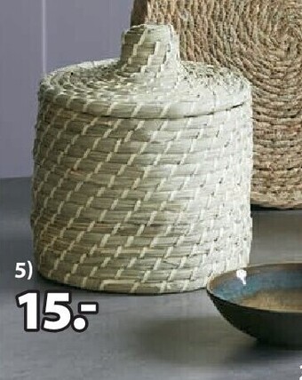 Jysk Nicolai opbergbox zeegras. ø20 x h23 cm aanbieding