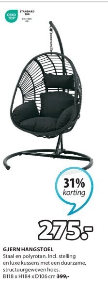 Jysk Gjern hangstoel aanbieding