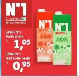 Spar Spar n°1 volle melk 1l aanbieding