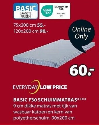 Jysk Basic f30 schuimmatras aanbieding