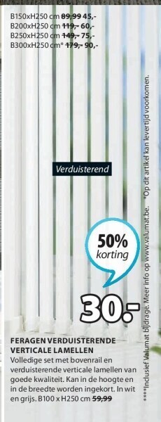 Jysk Feragen verduisterende verticale lamellen aanbieding