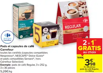 Carrefour Pads et capsules de cafe Carrefour aanbieding