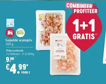 Delhaize Gepelde scampi's 200g aanbieding