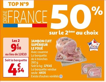 Auchan JAMBON CUIT SUPÉRIEUR LE FOUÉ aanbieding