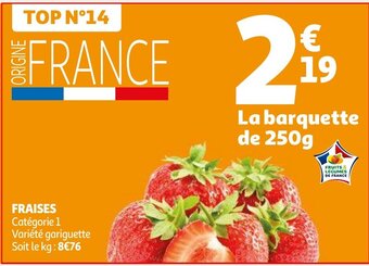 Auchan FRAISES La barquette de 250g aanbieding