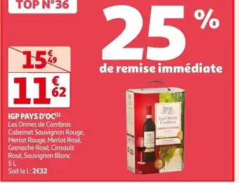 Auchan Les Ormes de Cambras IGP PAYS D'OC 5L aanbieding