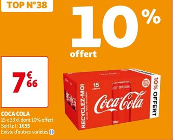 Auchan Coca-Cola 15 x 33 cl dont 10% offert aanbieding
