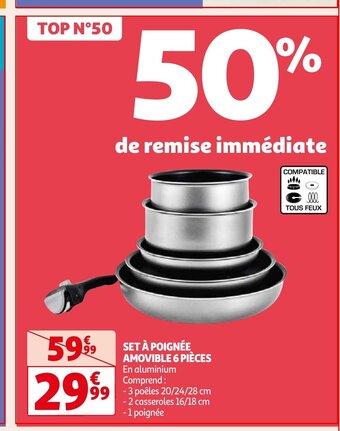 Auchan SET À POIGNÉE AMOVIBLE 6 PIÈCES aanbieding