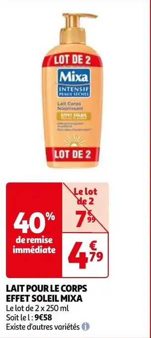 Auchan MIXA LAIT POUR LE CORPS EFFET SOLEIL 2 x 250ml aanbieding