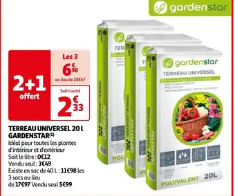 Auchan GARDENSTAR TERREAU UNIVERSEL 20L aanbieding