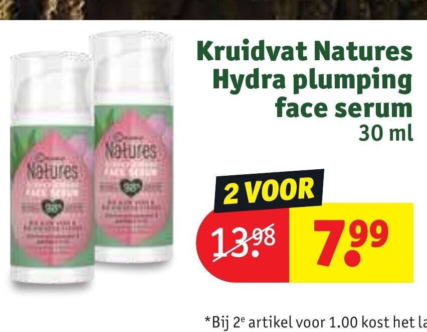Kruidvat Natures Hydra plumping face serum 30ml promotie bij Kruidvat