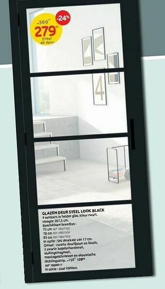 Brico Glazen deur steel look black aanbieding