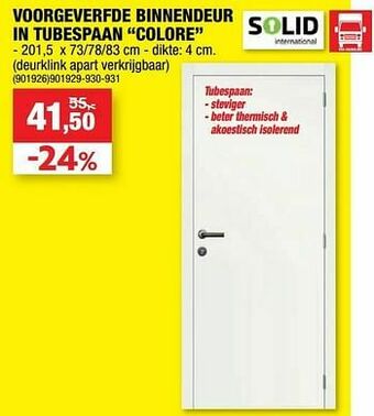 Hubo Voorgeverfde binnendeur in tubespaan colore aanbieding