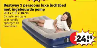 Kruidvat Bestway 1 persoons luxe luchtbed met ingebouwde pomp 203 x 102 x 38cm aanbieding
