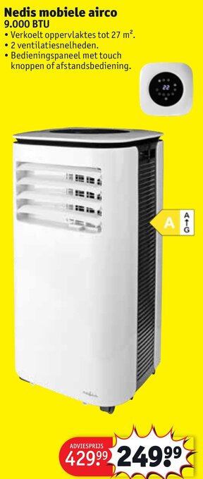 Nedis mobiele airco 9.000 BTU