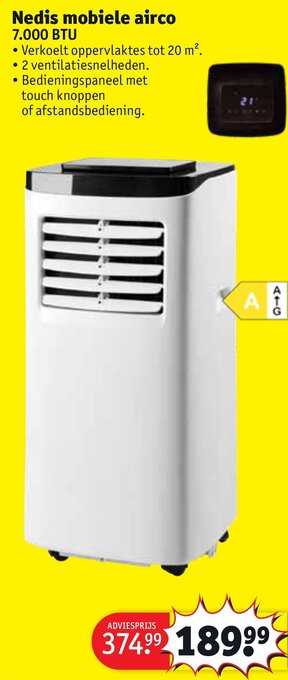 Kruidvat Nedis mobiele airco 7.000 BTU aanbieding