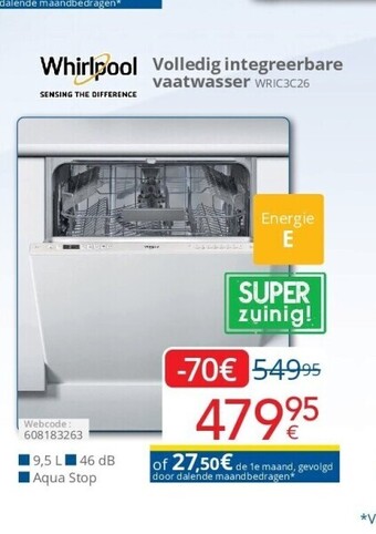 Eldi Volledig integreerbare vaatwasser wric3c26 aanbieding