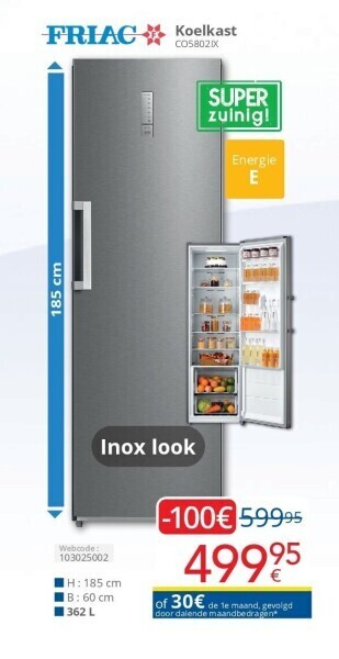Eldi Koelkast co5802ix aanbieding