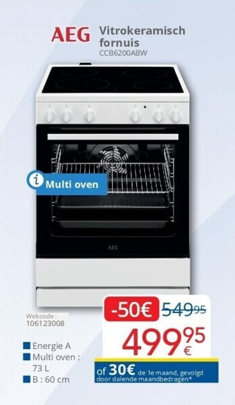 Eldi Vitrokeramisch fornuis ccb6200abw aanbieding