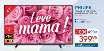 Eldi Philips smart ultra hd-tv android 43/109 cm aanbieding