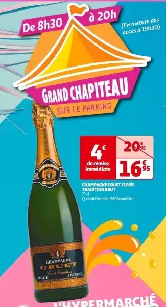 Auchan Champagne gruet cuvée tradition brut 75 cl aanbieding