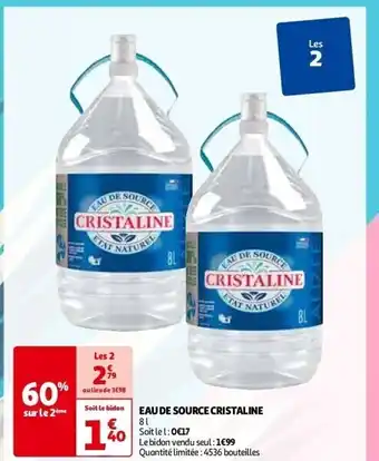 Auchan Eau de source cristaline 8 l aanbieding