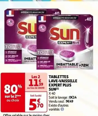 Auchan Tablettes lave-vaisselle expert plus sun(1) x 40 aanbieding