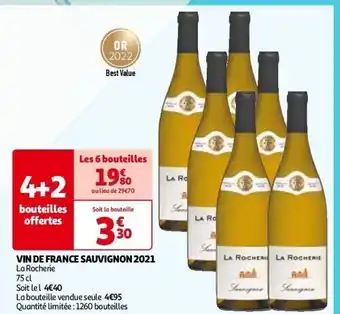 Auchan Vin de france sauvignon 2021 la rocherie 75 cl aanbieding