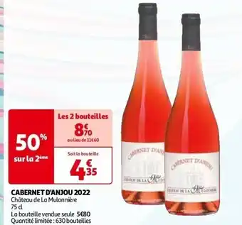 Auchan Cabernet d'anjou 2022 château de la mulonnière 75 cl aanbieding