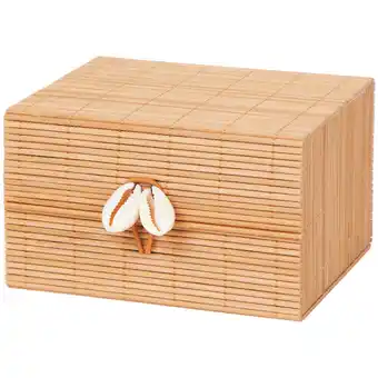 Home accents houten opbergdoosje met schelpen