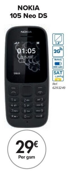 Carrefour Nokia 105 neo ds aanbieding