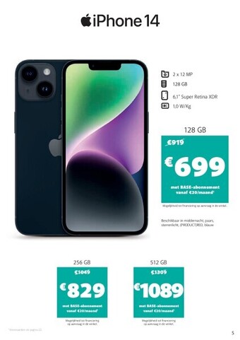 Base Iphone 14 128 gb aanbieding