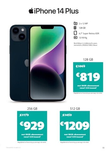 Base Iphone 14 plus 128 gb aanbieding