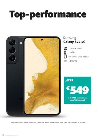 Base Samsung galaxy s22 5g aanbieding