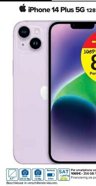 Carrefour Iphone 14 plus 5g 128 gb aanbieding