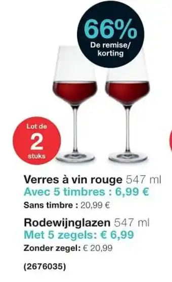 Cora Verres à vin rouge Rodewijnglazen 547ml aanbieding