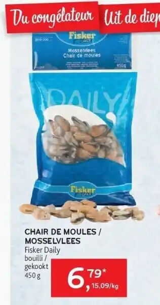 Alvo Chair de moules / mosselvlees fisker daily bouilli / gekookt 450 g aanbieding