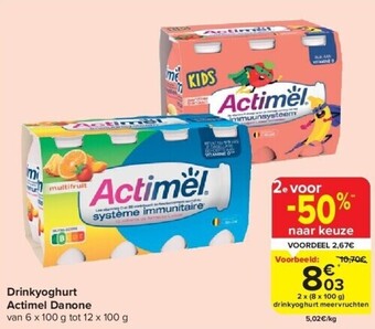 Carrefour Drinkyoghurt actimel danone aanbieding