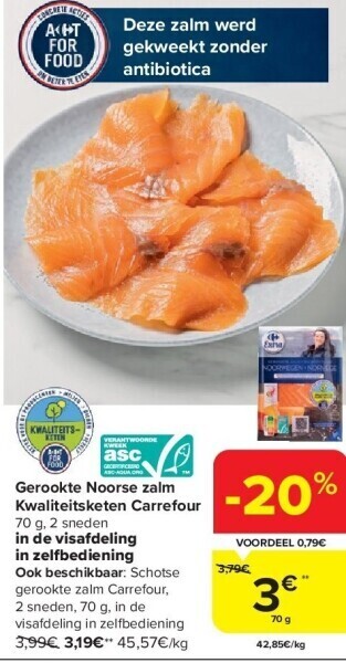 Carrefour Gerookte noorse zalm kwaliteitsketen carrefour aanbieding