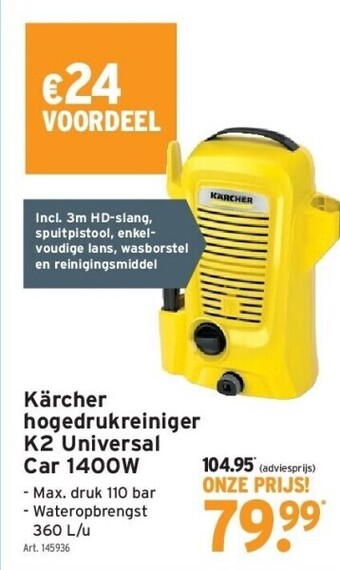 GAMMA Kärcher hogedrukreiniger k2 universal car 1400w aanbieding