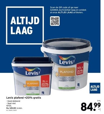 GAMMA Levis plafond +20% gratis aanbieding