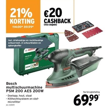GAMMA Bosch multischuurmachine psm 200 aes 200w aanbieding