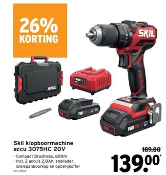 GAMMA Skil klopboormachine accu 3075hc 20v aanbieding