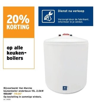 GAMMA Van marcke keukenboiler onderbouw 15l 2.0kw aanbieding