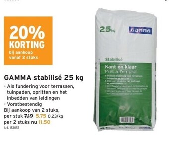 GAMMA Gamma stabilisé 25 kg aanbieding