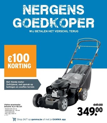 GAMMA Alpina grasmaaier benzine al4 46 sh aanbieding