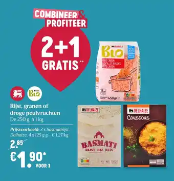 Delhaize Rijst, granen of droge peulvruchten aanbieding