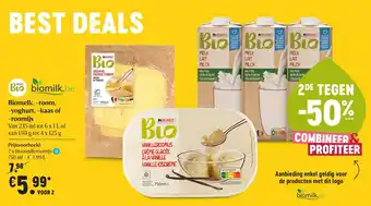 Delhaize Biomelk, -room, -yoghurt, -kaas of -roomijs aanbieding