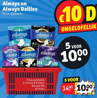 Kruidvat Always en Always Dailies aanbieding