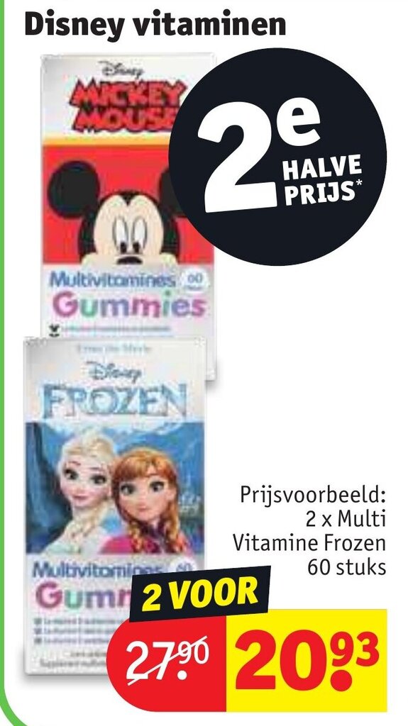 Disney 2 x Multi Vitamine Frozen 60 stuks promotie bij Kruidvat